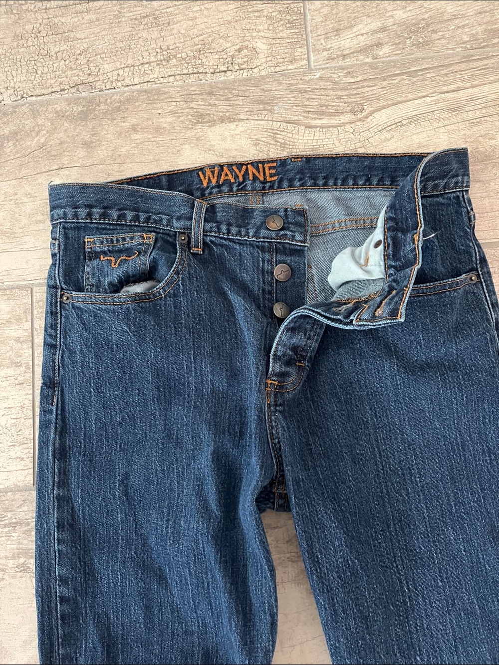 Kimes Ranch Men's Dark Blue Straight Jeans - Picture 3 of 5